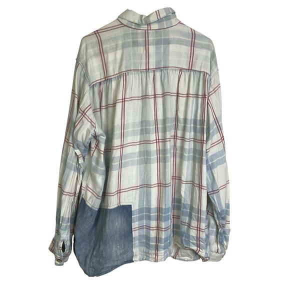 DR Collectors Teddy Forever Picasso Repair Shirt XL Red Indigo Button Oversized - Picture 2 of 12